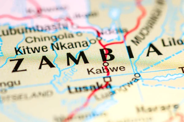 Zambię. Afryka na mapie — Zdjęcie stockowe