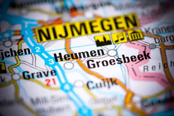 Heumen. Niederlande auf einer Karte — Stockfoto