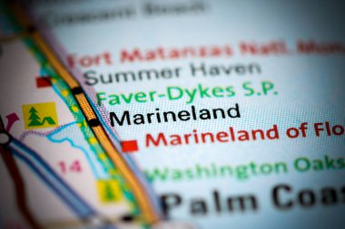 Marineland. Florida. USA on a map clipart