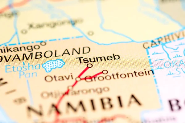 Tsumeb, Namibia. Africa on a map — Stock Photo, Image