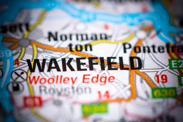 Wakefield. Reino Unido sobre um mapa — Fotografia de Stock