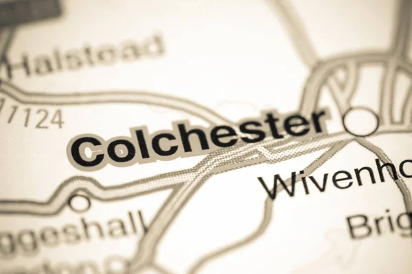 Met Colchester. Verenigd Koninkrijk op een kaart — Stockfoto