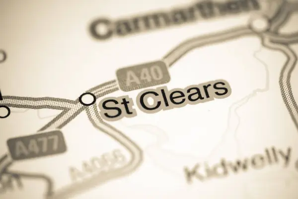 St. Clears. Reino Unido sobre um mapa — Fotografia de Stock
