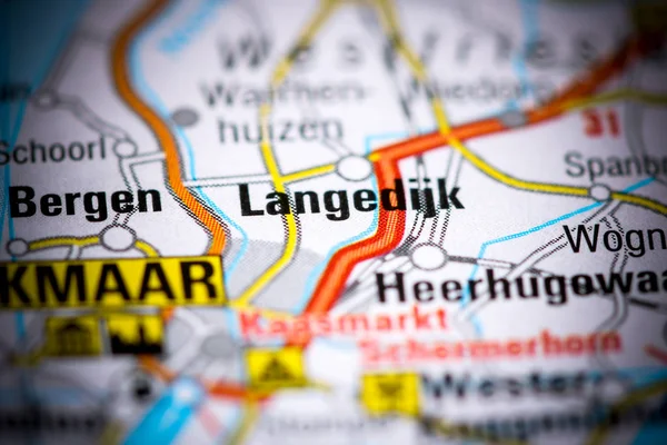 Langedijk. Países Baixos sobre um mapa — Fotografia de Stock