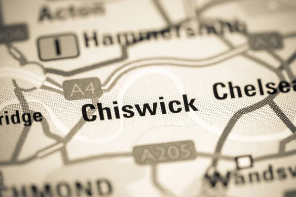 Het is Chiswick. Verenigd Koninkrijk op een kaart — Stockfoto