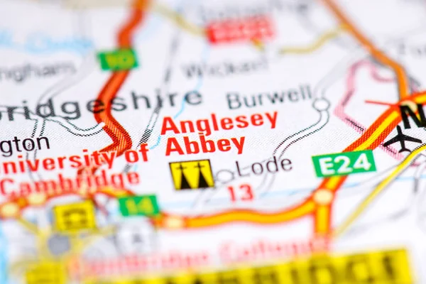 Anglesey Abbey. Britania Raya pada peta — Stok Foto