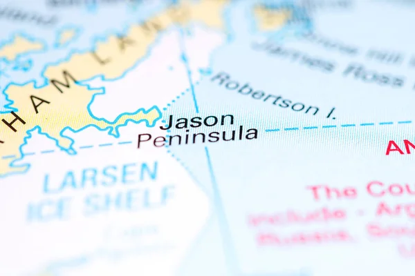Jason Peninsula. Antártida sobre um mapa — Fotografia de Stock