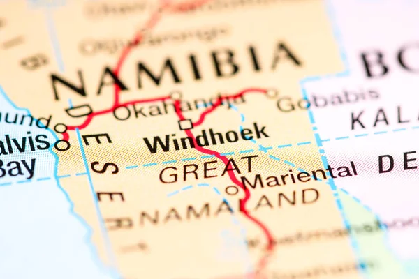 Γουίντχουκ, Ναμίμπια. Αφρική σε χάρτη — Φωτογραφία Αρχείου
