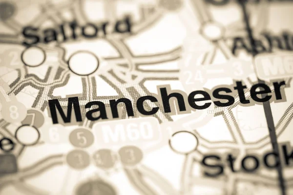 Манчестер. Великобритания на карте — стоковое фото