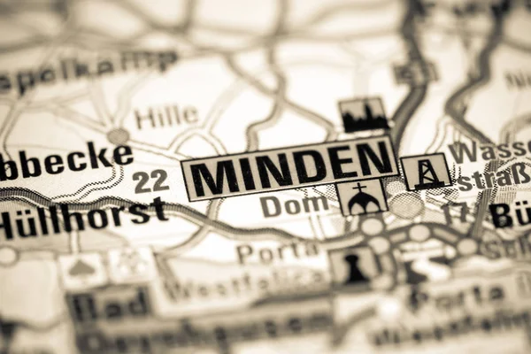 Minden. Alemania en un mapa — Foto de Stock