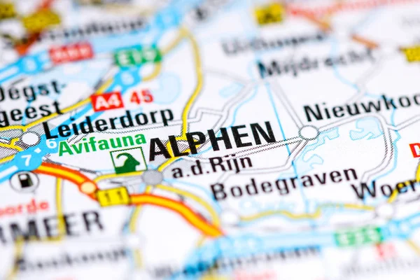 Alphen. Netherlands on a map — Stok fotoğraf