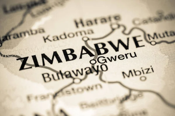 Simbabwe. Afrika auf einer Karte anzeigen — Stockfoto