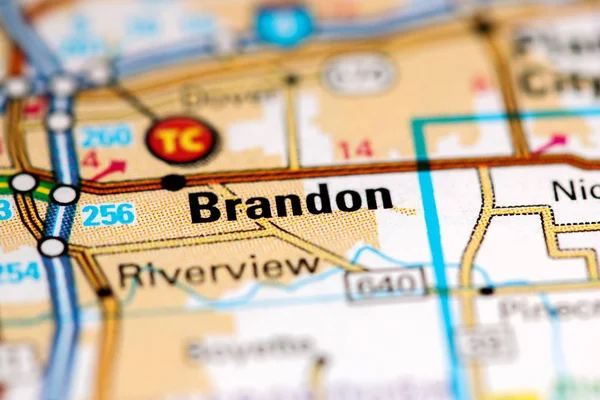 Brandon. Florida. EUA sobre um mapa — Fotografia de Stock