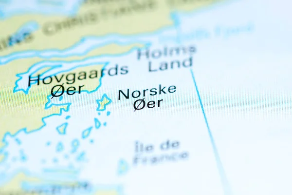 Det är Norske Oer. Grönland på en karta — Stockfoto
