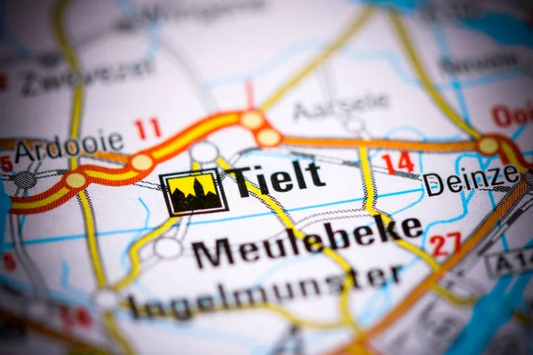 Tielt. Bélgica en un mapa —  Fotos de Stock