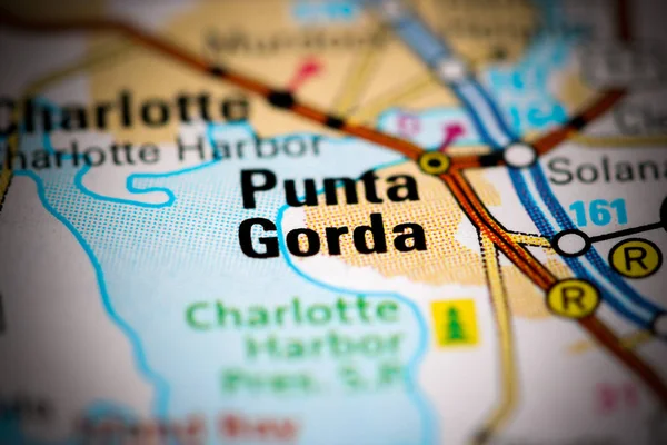 Punta Gorda. Florida. EUA sobre um mapa — Fotografia de Stock