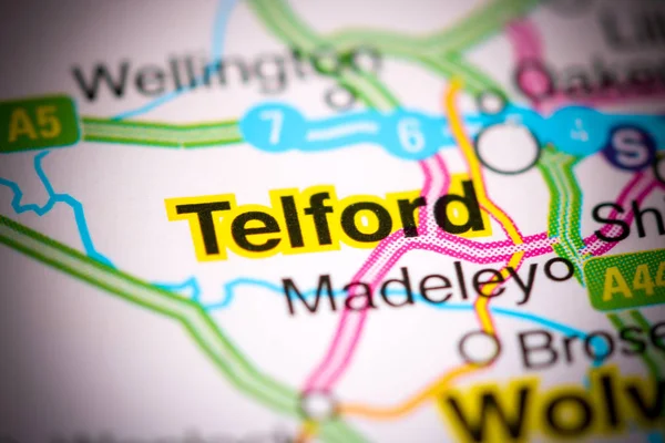 Telford 。 地图上的联合王国 — 图库照片