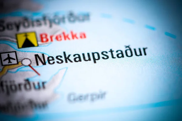 Neskaupstadur. Islandia en un mapa — Foto de Stock