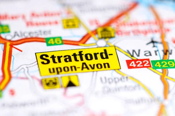 Stratford-upon-Avon. Reino Unido sobre um mapa — Fotografia de Stock