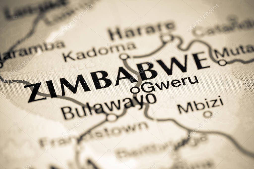 Zimbabwe. Africa on a map