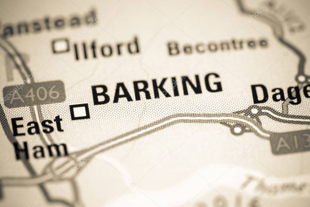 Barking. United Kingdom on a map