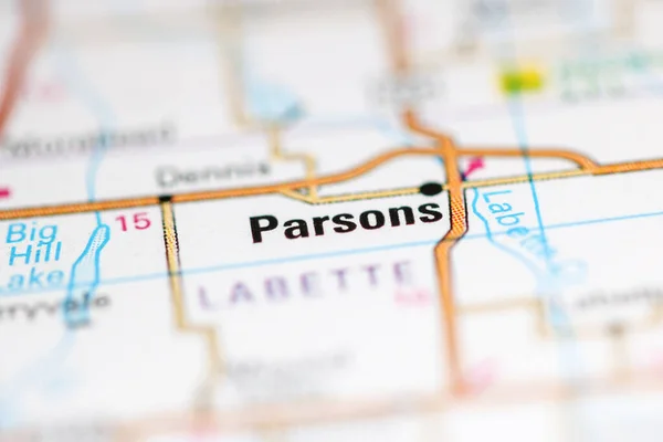 Parsons Kansas Abd Coğrafya Haritasında — Stok fotoğraf