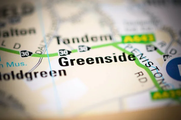 Greenside Auf Einer Geografischen Landkarte Von Großbritannien — Stockfoto