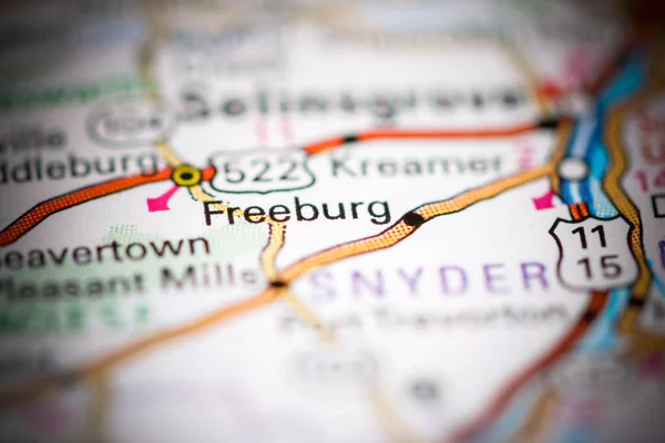 Freeburg Pennsylvania Usa Auf Einer Geografischen Karte — Stockfoto