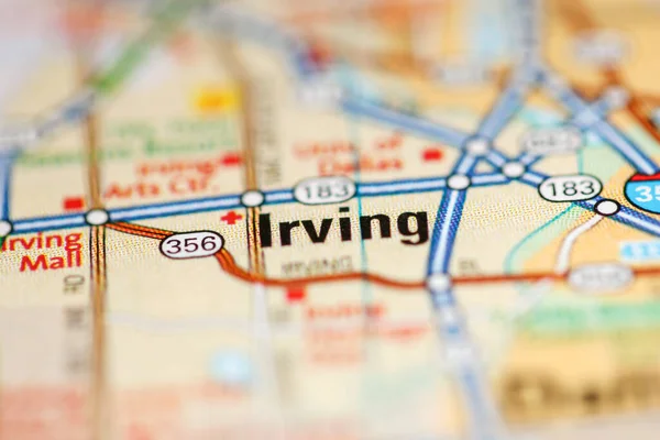 Irving on a map of the United States of America