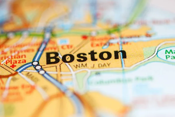 Boston Sur Une Carte Des États Unis Amérique — Photo