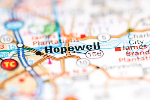 Hopewell. Virginia. USA on a geography map