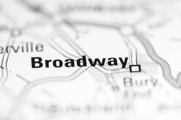 Broadway Großbritannien Auf Einer Geografischen Karte — Stockfoto