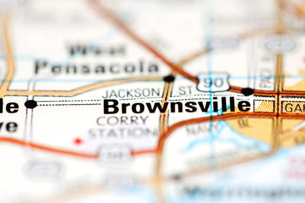 Brownsville on a geographical map of USA