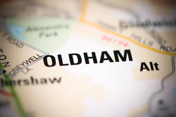 Oldham Una Mappa Geografica Del Regno Unito — Foto Stock