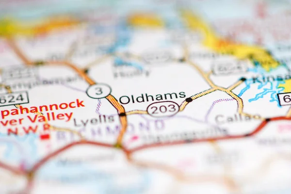 Oldham Virginiában Usa Egy Földrajzi Térképen — Stock Fotó