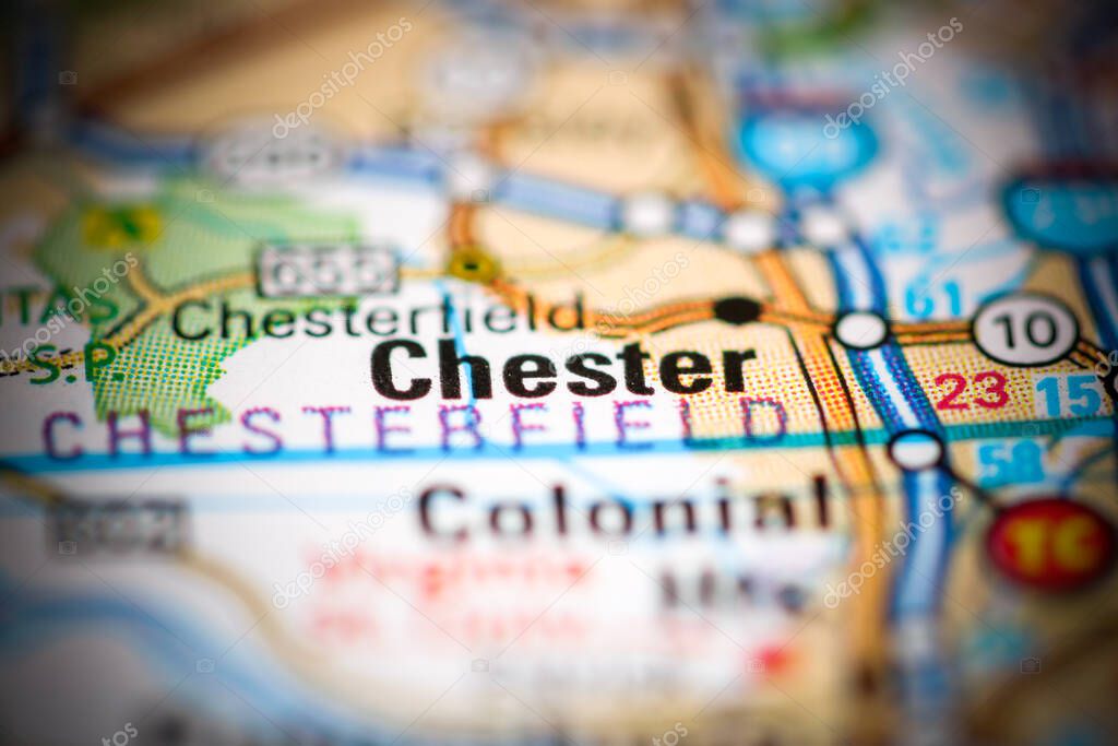 Chester. Virginia. USA on a geography map