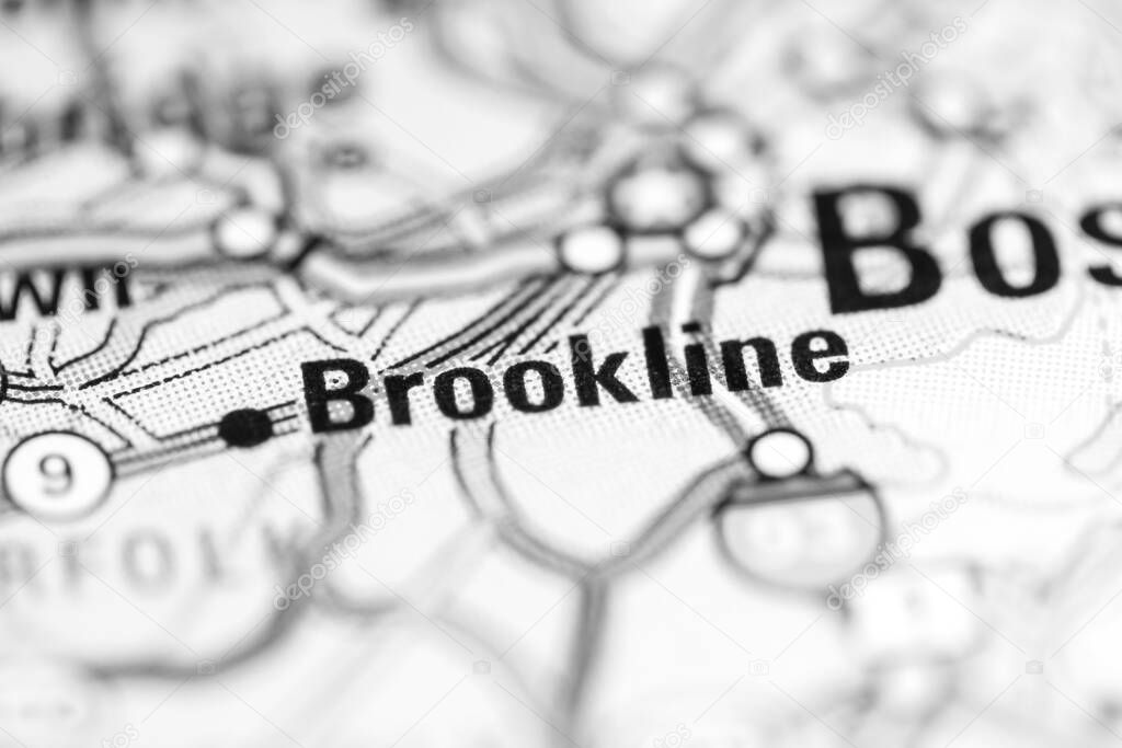Brookline. Massachusetts. USA on a geography map
