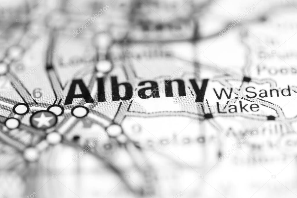 Albany. New York. USA on a geography map