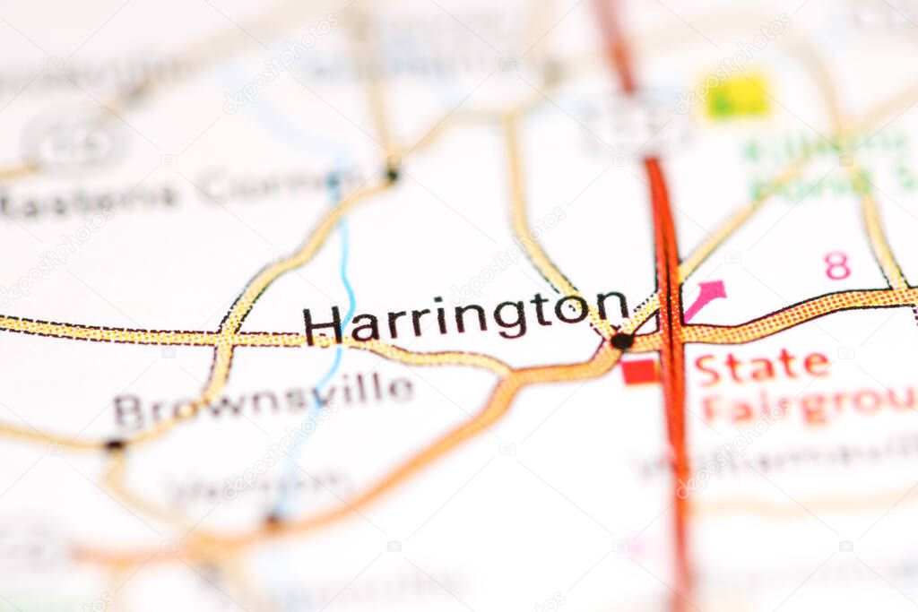 Harrington. Delaware. USA on a geography map