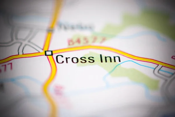 Cross Inn Reino Unido Sobre Mapa Geografia — Fotografia de Stock