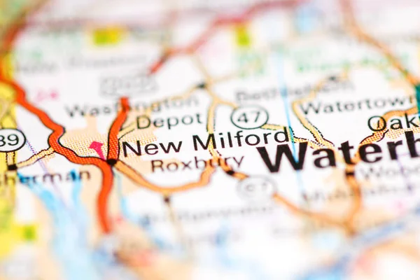 新米尔福德康涅狄格州地图上的美国 — 图库照片