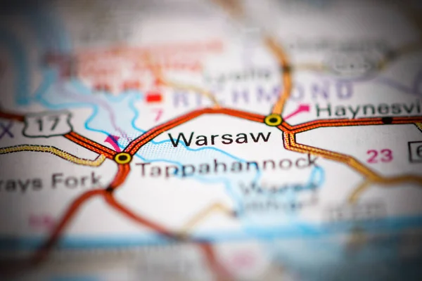 Varsavia Virginia Stati Uniti Una Mappa Geografica — Foto Stock