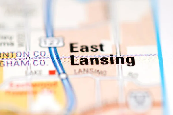 美国地图上的东Lansing — 图库照片