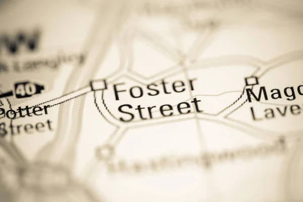 Rua Foster Reino Unido Sobre Mapa Geografia — Fotografia de Stock