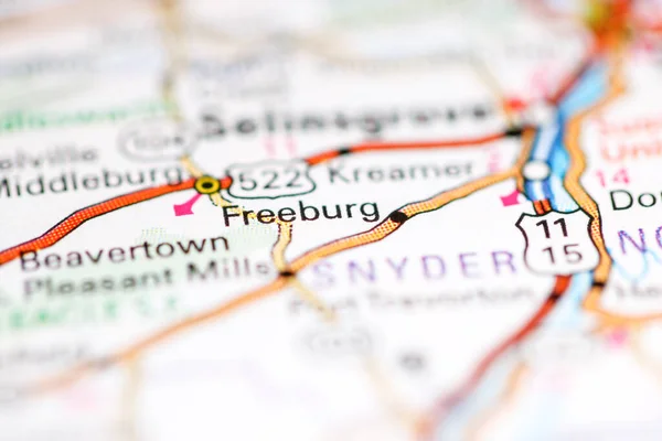 Freeburg. Pennsylvania. USA on a geography map