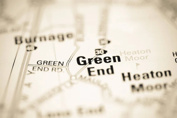 Green End Auf Einer Geografischen Landkarte Von Großbritannien — Stockfoto