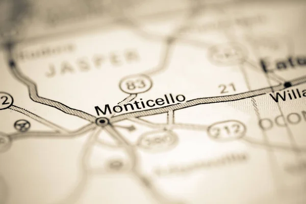 Монтічелло Джорджія Сша Географічній Карті — стокове фото