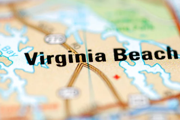 Virginia Beach on a geographical map of USA