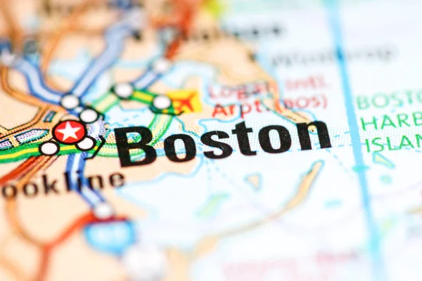 Boston Massachusetts États Unis Sur Une Carte Géographique — Photo