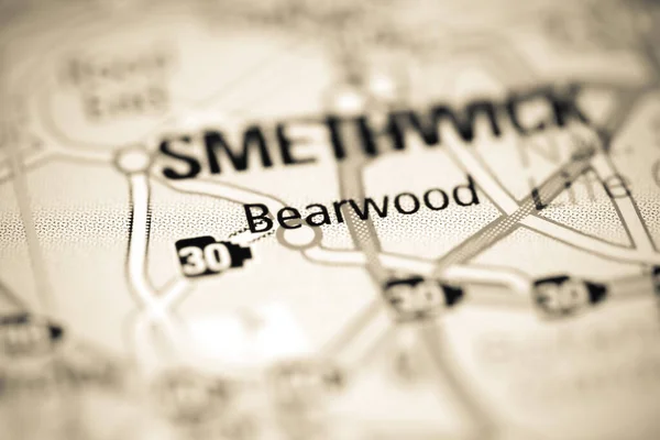 イギリスの地理地図上のベアウッド — ストック写真